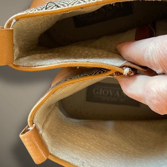 Men's Sz 11 GIOVANNI Edison Light Cognac Brown Leather Tweed Button Spat Boots - Picture 12 of 13